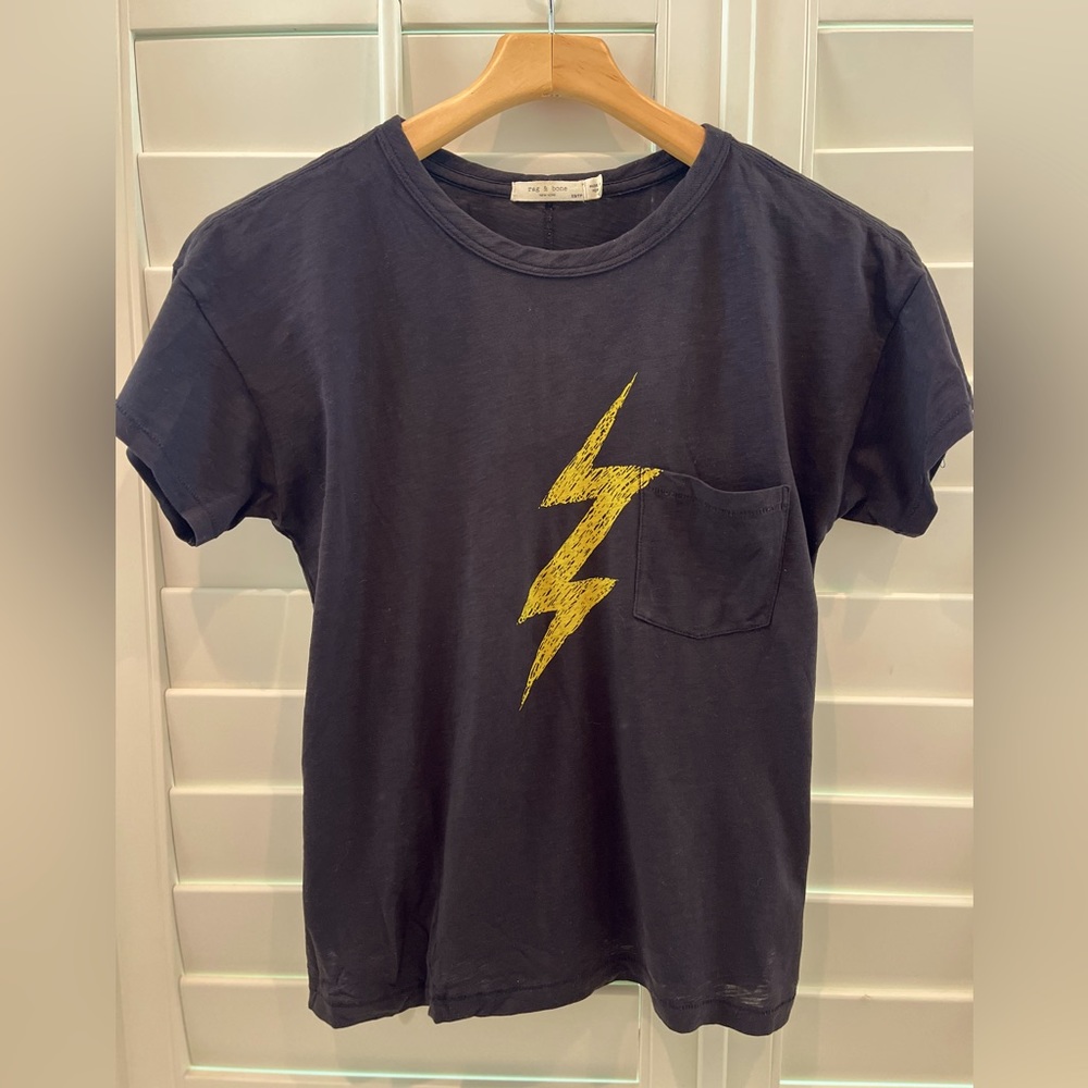 Rag & Bone XS lightning bolt tshirt black